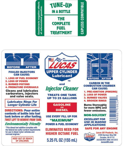 Lucas Oil 10020 Fuel Treatment 5.25 Oz - Boost Engine Performance & Efficiency