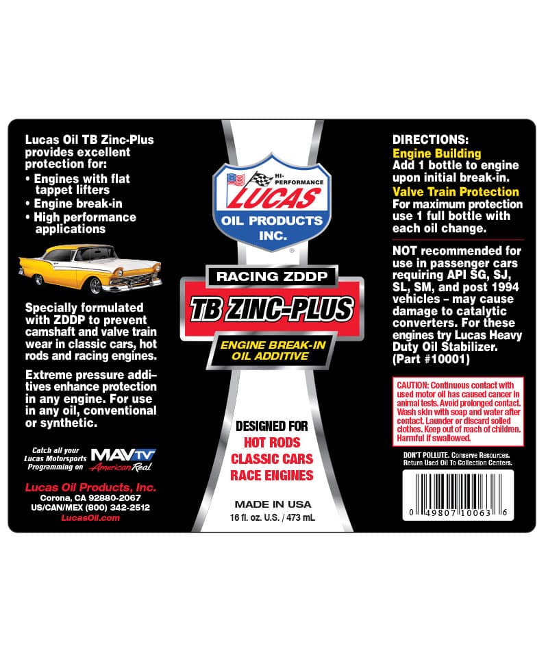 Lucas Oil 10063 Break-In Oil Additive 16 Oz - Ensure Optimal Engine Start-Up